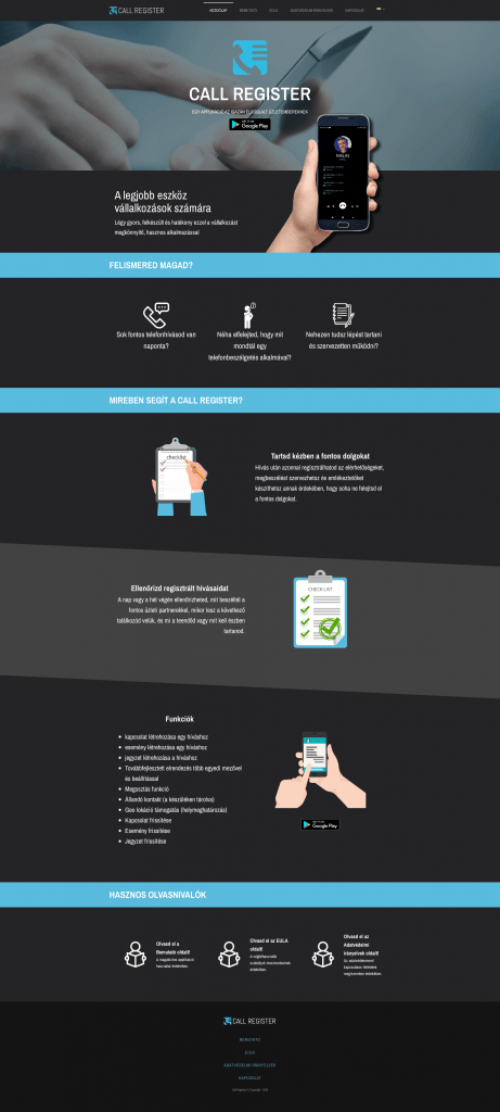 Call Register weboldal fejlesztés
