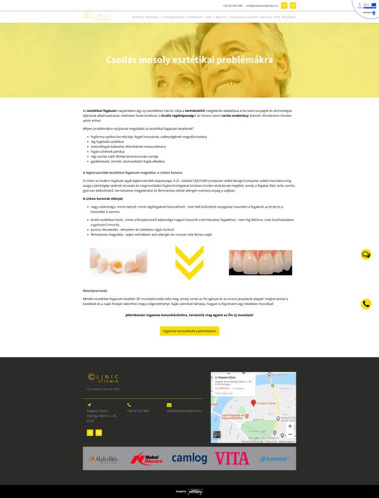 Cvitamin Klinika weboldal fejlesztés