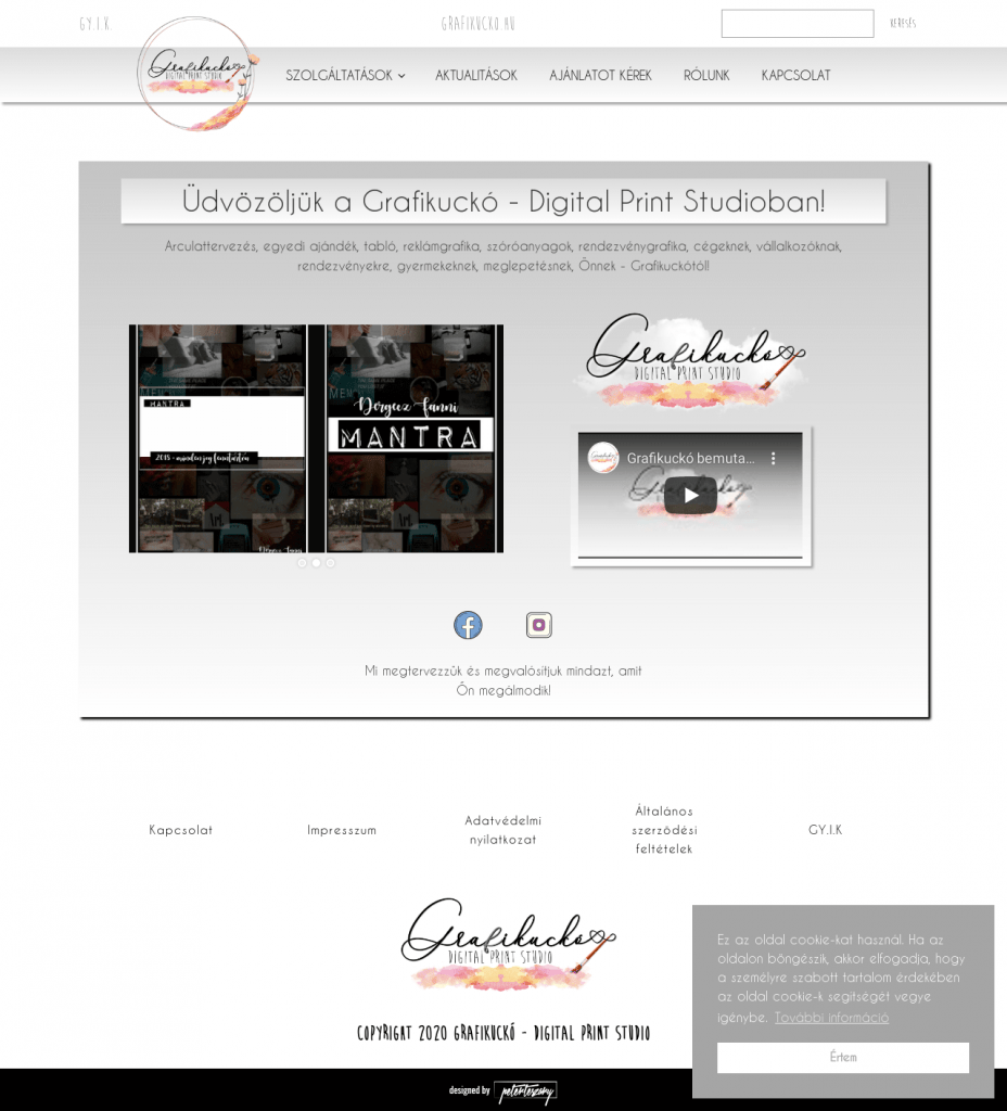 Grafikuckó weboldal fejlesztés