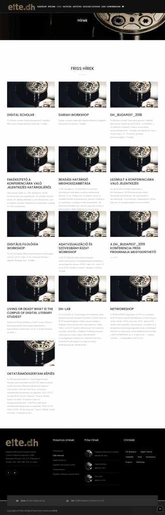 ELTE DH weboldal fejlesztés