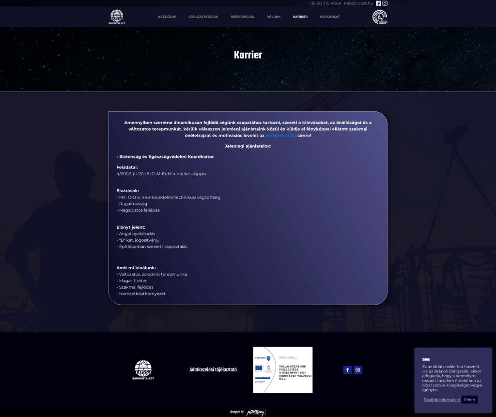 TDSST Weboldal fejlesztés
