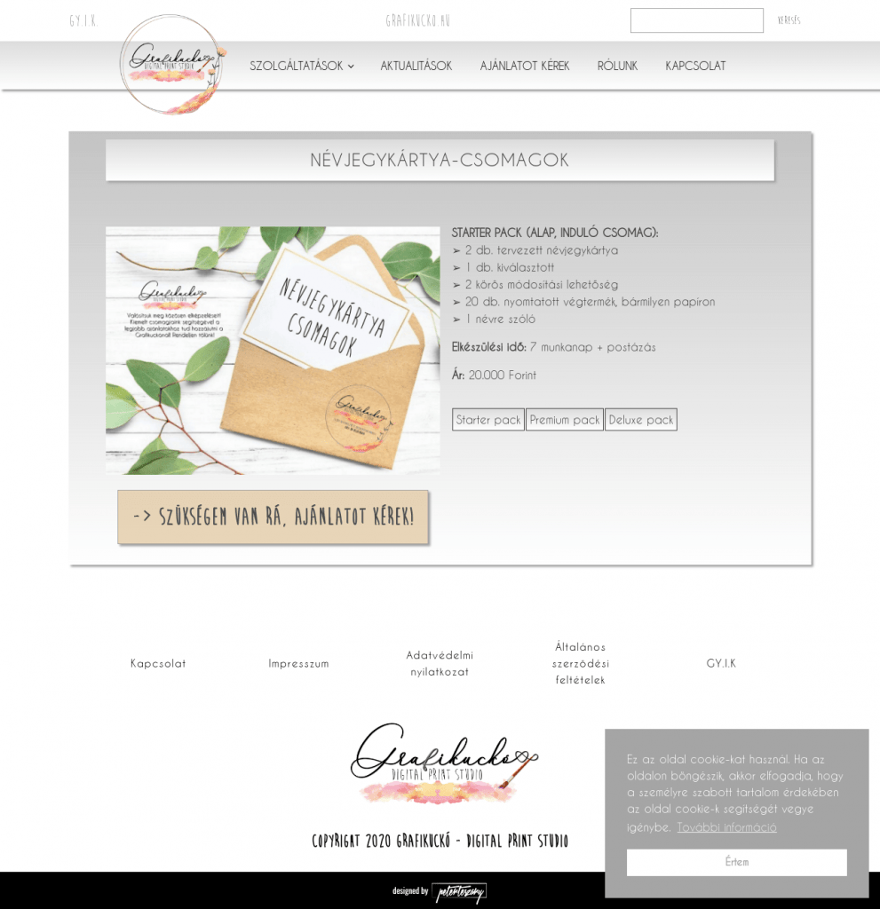 Grafikuckó weboldal fejlesztés