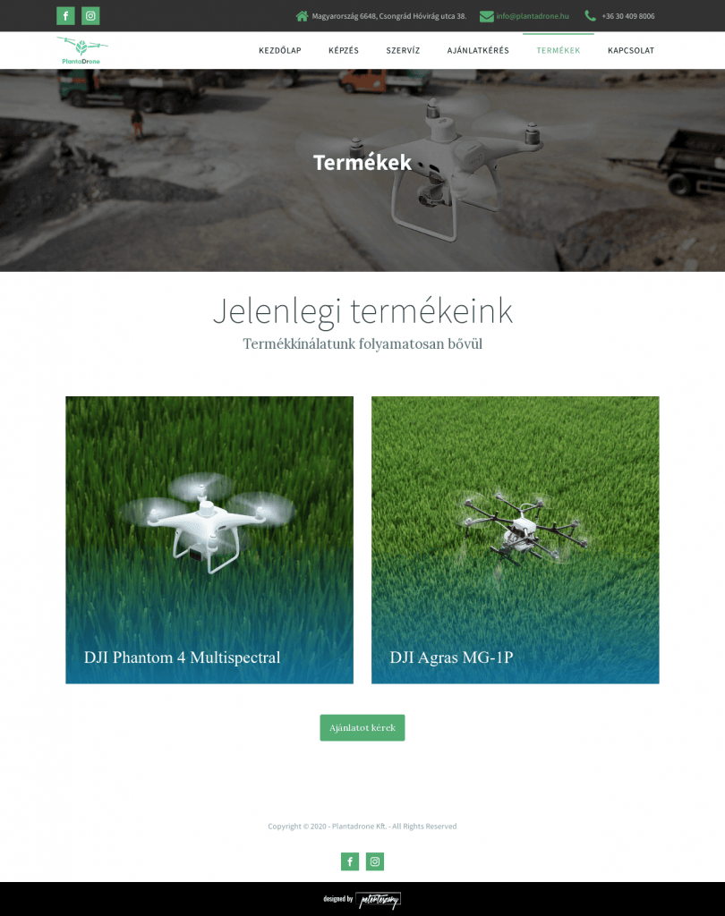 Plantadrone weboldal fejlesztés