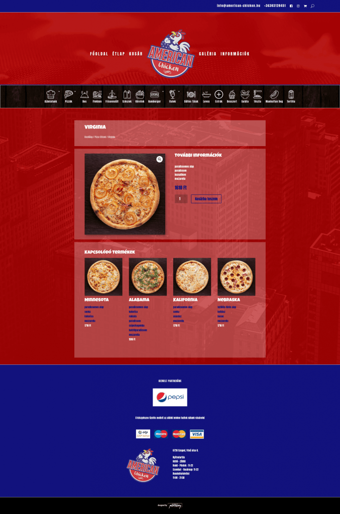 American Chicken Webshop fejlesztés