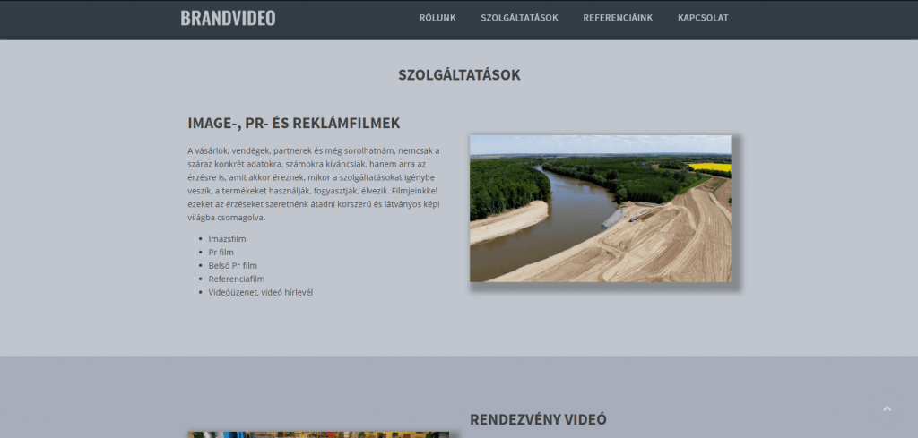 Brandvideo weboldal fejlesztés