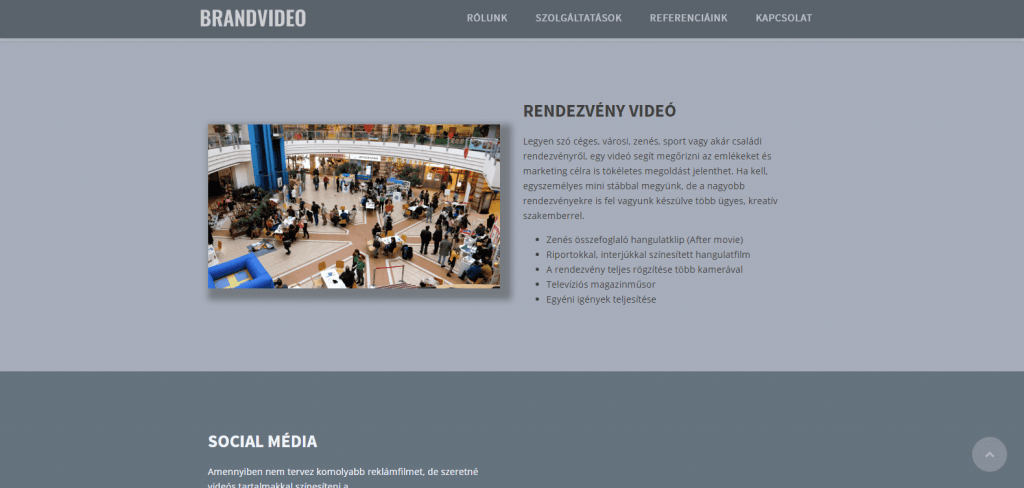Brandvideo weboldal fejlesztés