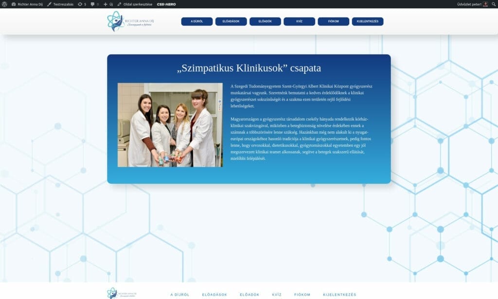 Richter Anna Díj weboldal fejlesztés