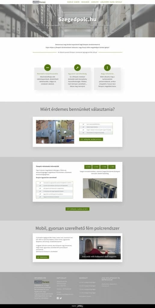 szegedpolc.hu weboldal fejlesztés