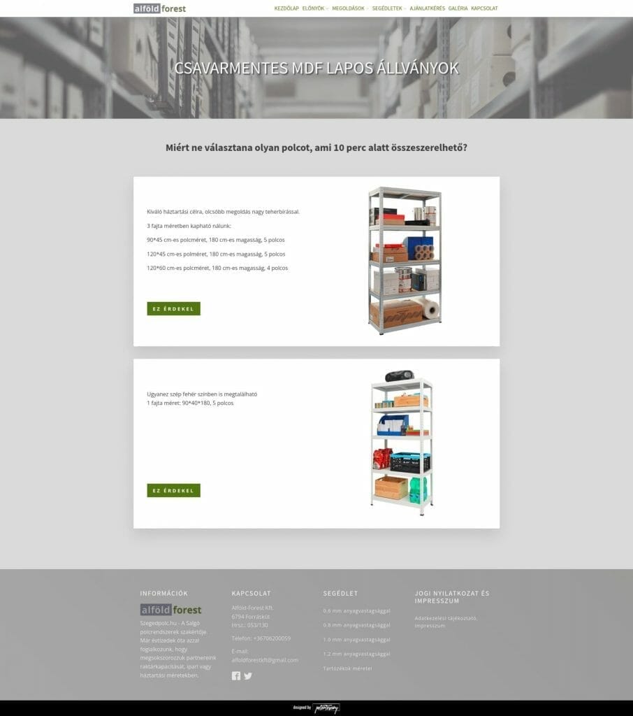 szegedpolc.hu weboldal fejlesztés