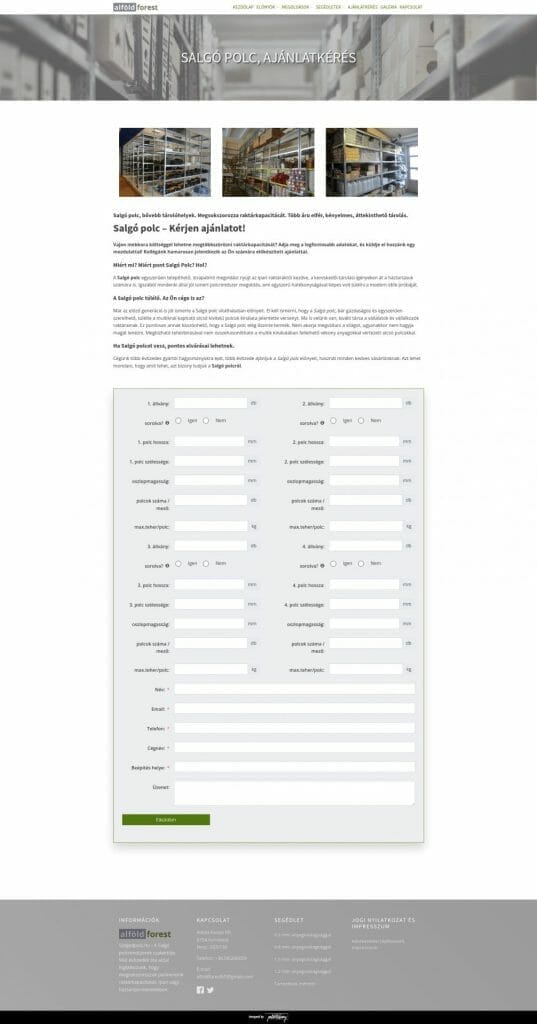 szegedpolc.hu weboldal fejlesztés