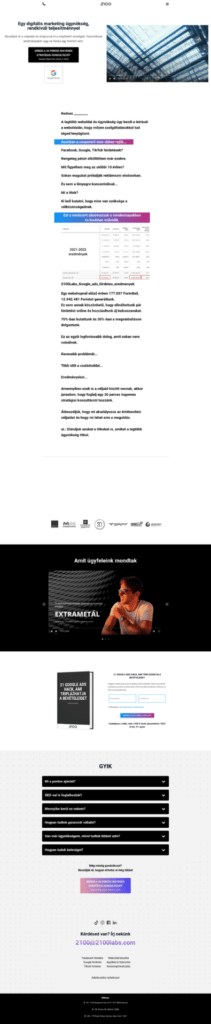 2100Labs weboldal fejlesztés