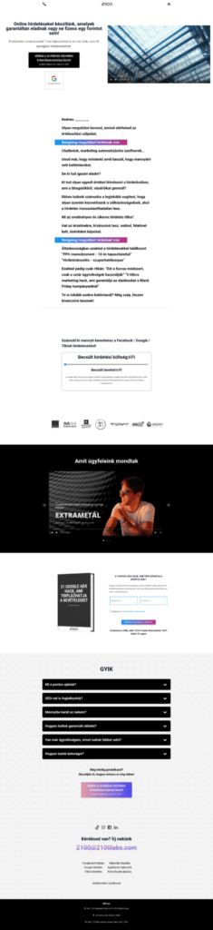 2100Labs weboldal fejlesztés