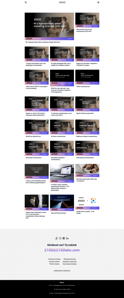 2100Labs weboldal fejlesztés
