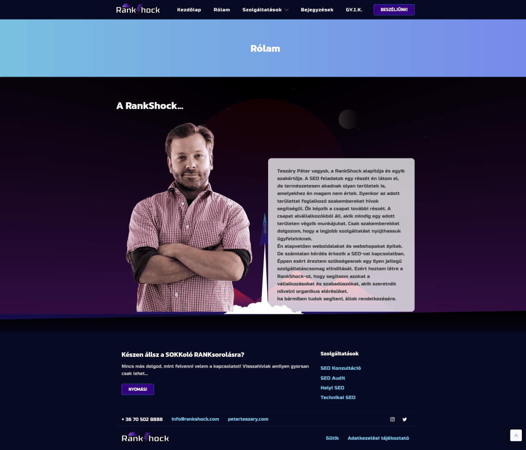 RankShock weboldal fejlesztés