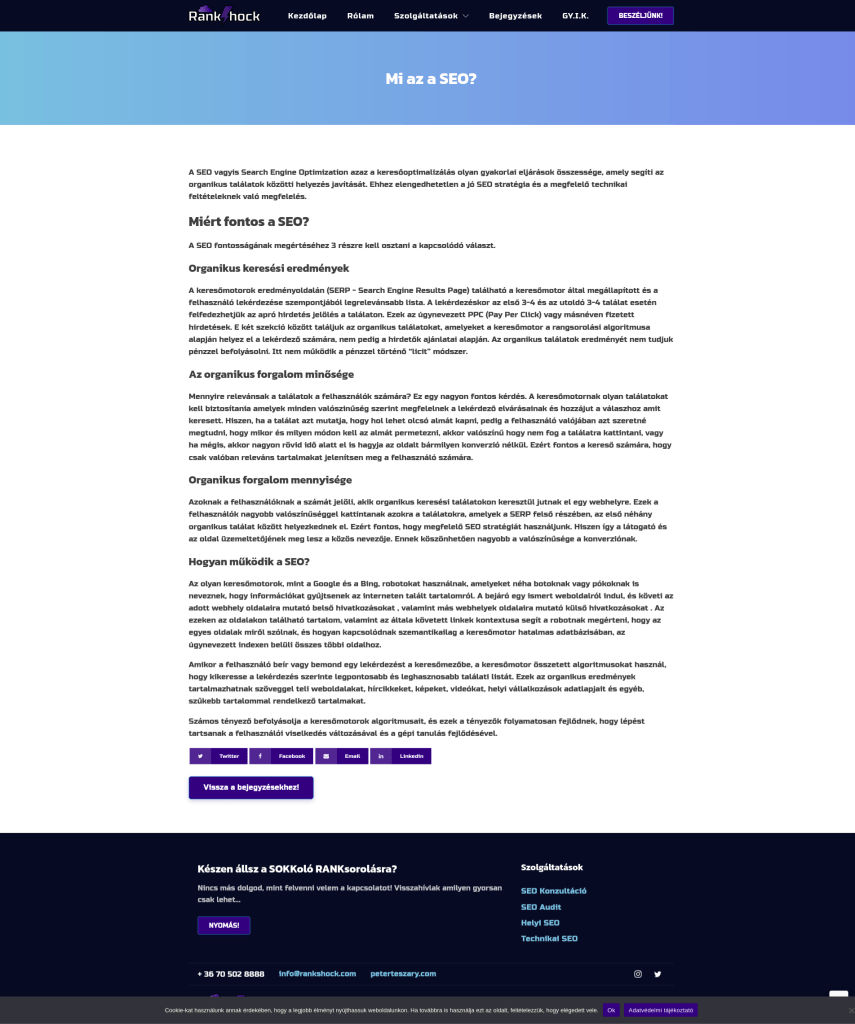 RankShock weboldal fejlesztés