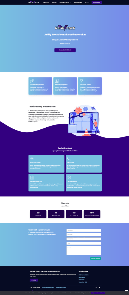 RankShock weboldal fejlesztés
