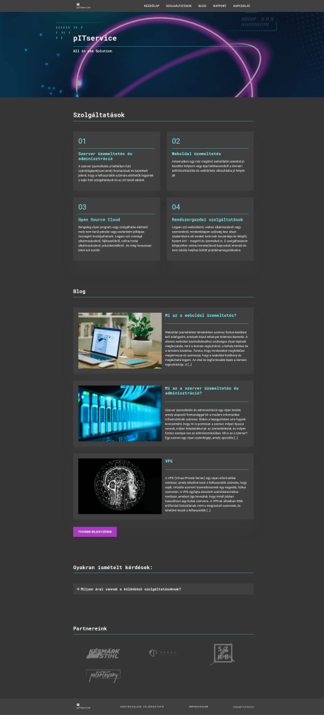 pITService weboldal fejlesztés